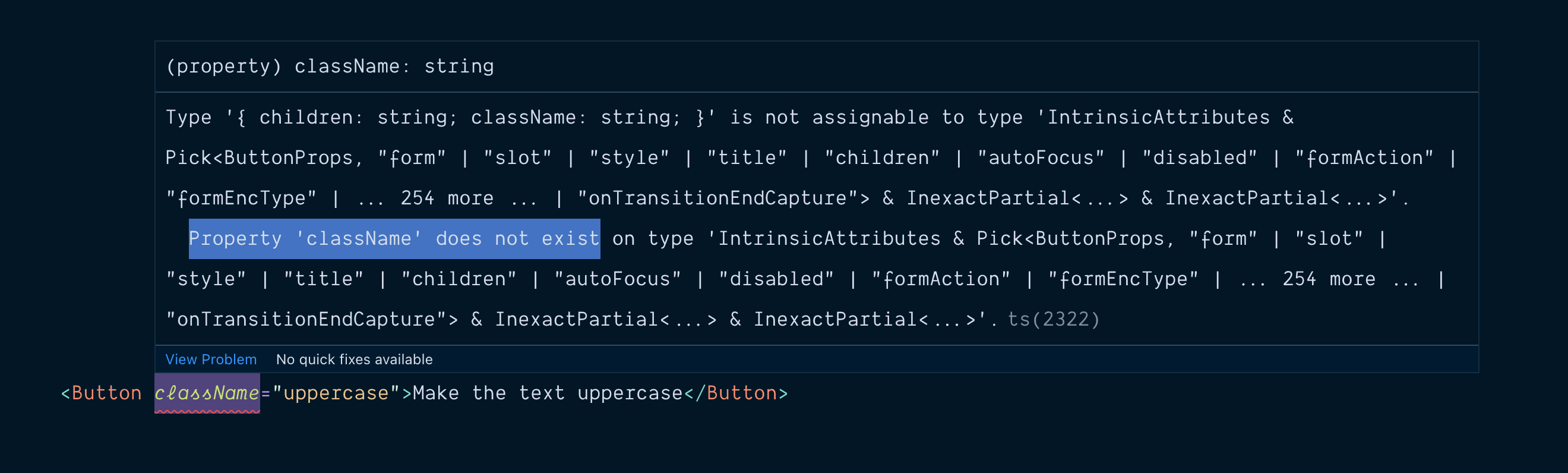adding className attribute to a button component